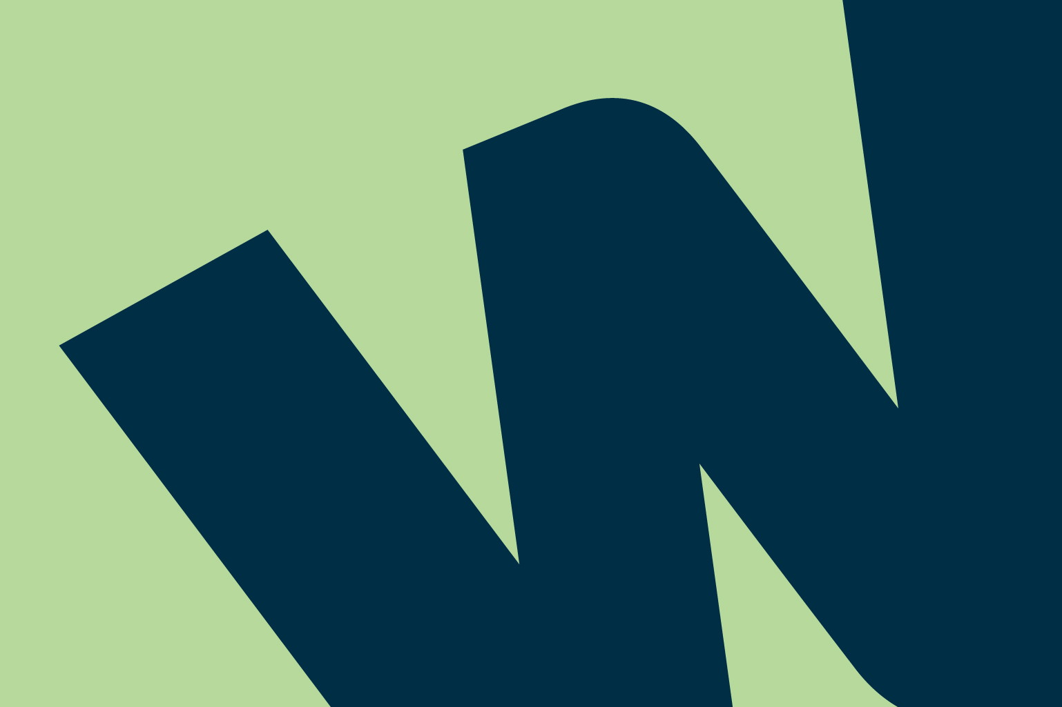 A blue letter W against a green background.