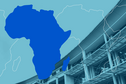 Exterior of the African Population & Health Research Centre overlaid with outline of Africa.