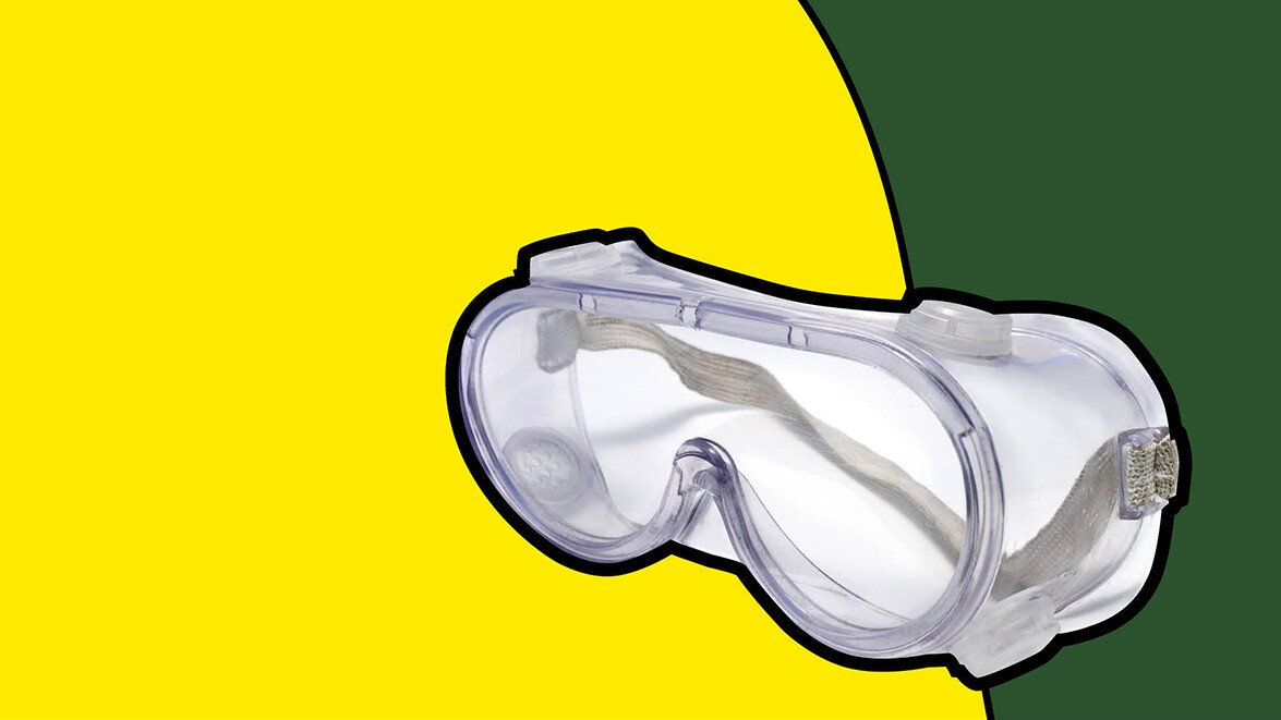 Illustration of goggles on a yellow and green background