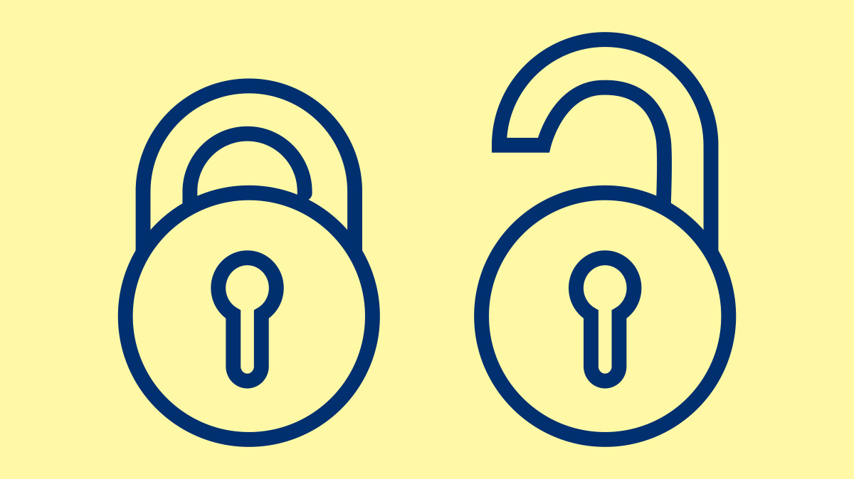 Illustration showing open access padlock symbol - one open, one shut