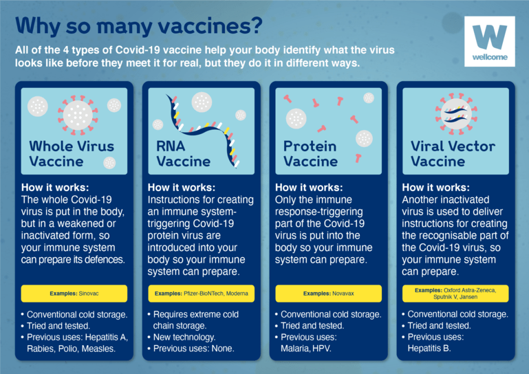 Different types of covid vaccines