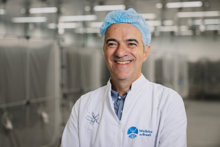 Luciano Moreira, CEO of Wolbito do Brasil, inside the company's biofactory in Curitiba, Brazil.