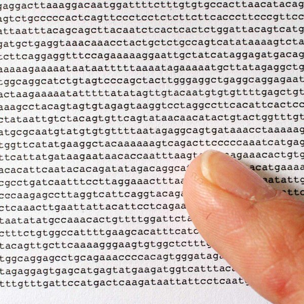 DNA code written on a piece of paper