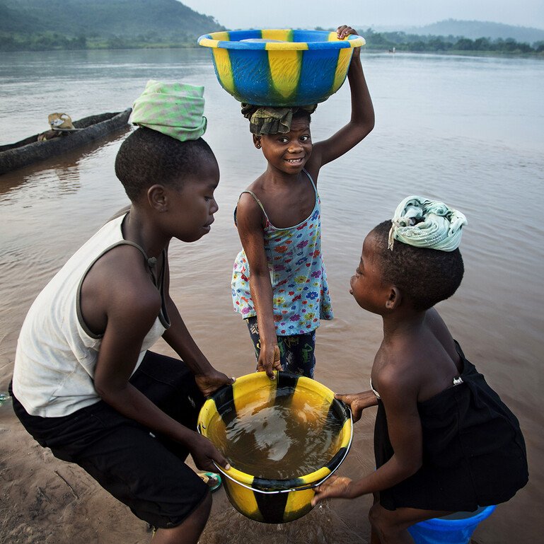 Children in the Sankuru River, Democratic Republic of the Congo. 