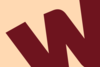 A red letter W against a beige background.